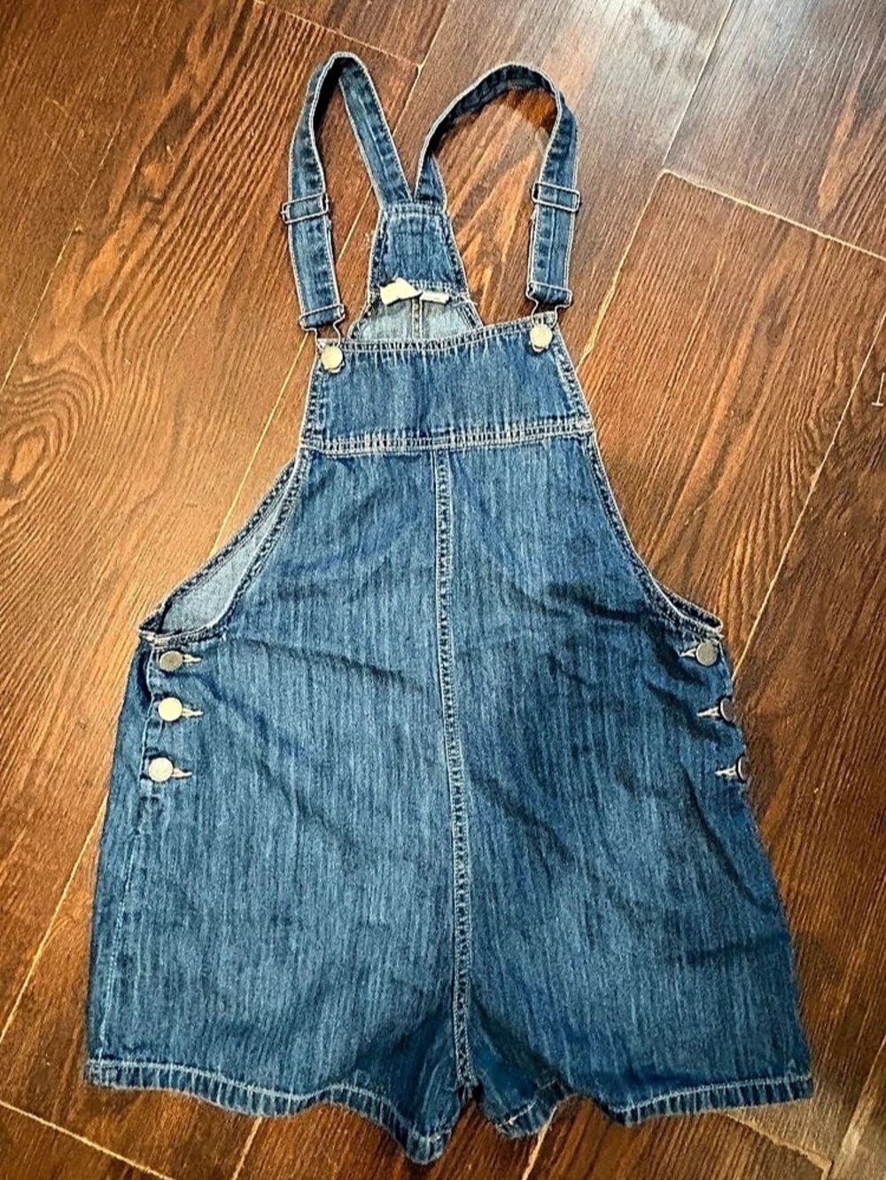 ROXY Women’s Blue Denim Short Overalls Romper Size MD